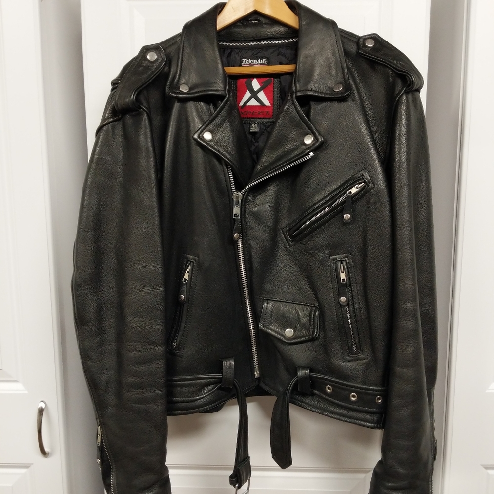 Leather Motorcycle Jacket size 44 Black